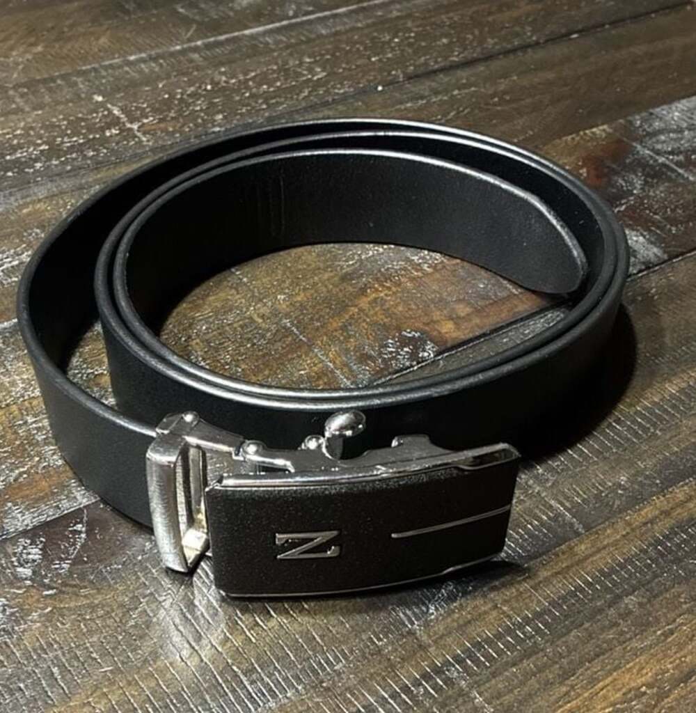 Italy Milano Men's Automatic Ratchet Leather Belt with Z Logo Buckle